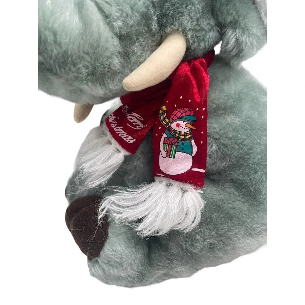 SKM ENTERPRISE ELEPHANT MERRY CHRISTMAS GRAY PLUSH STUFFED ANIMAL VINTAGE 15”